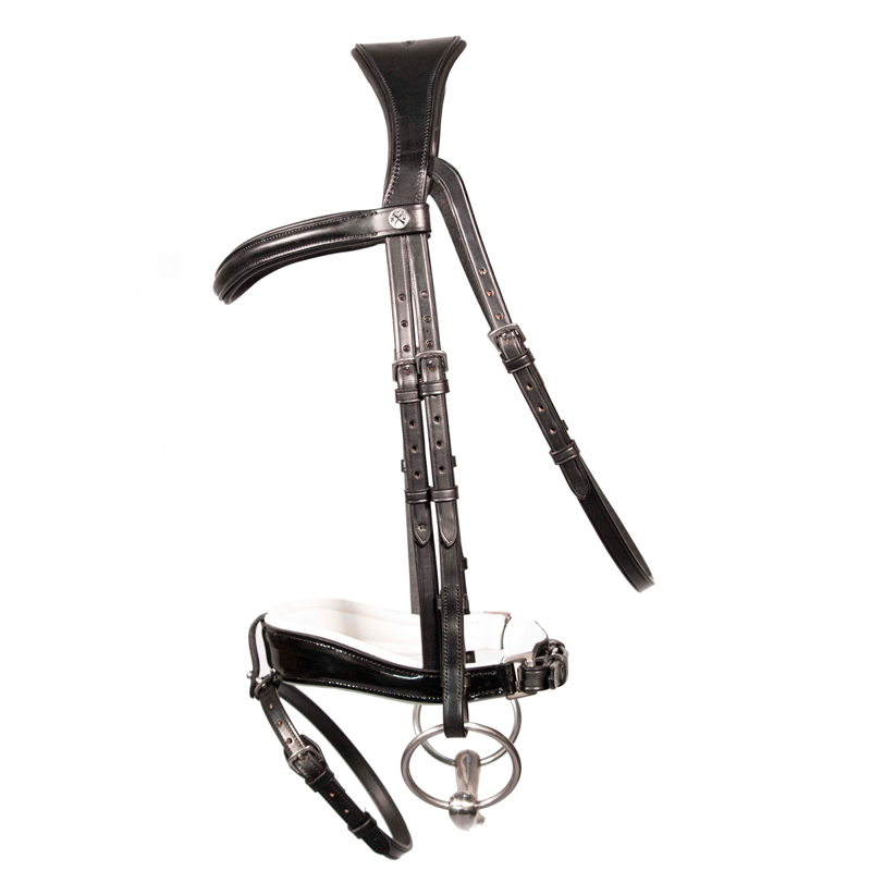 Henry James Patent Dressage Bridle With White Padding - Black-1